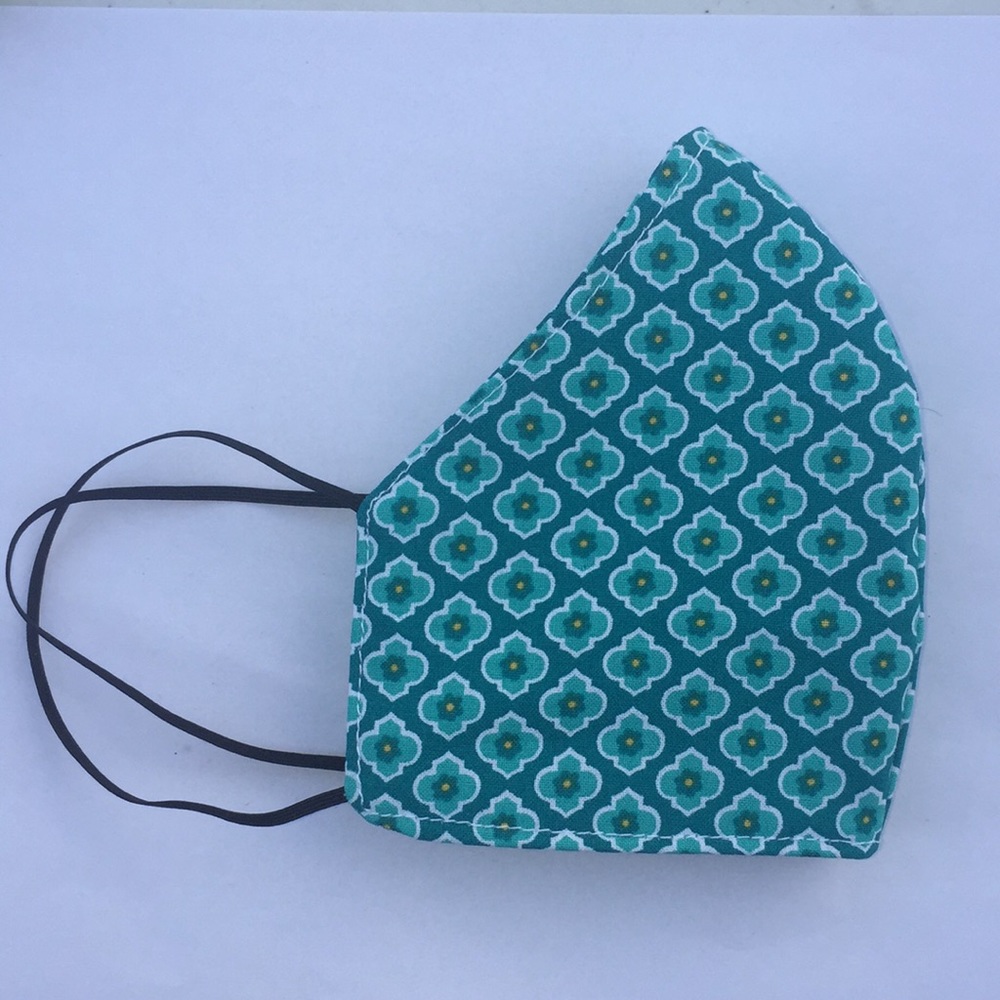 Turquoise Flower Print Mask